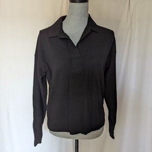 Everlane's 100% Cashmere Pullover dark gray collared V neck polo Sweater M